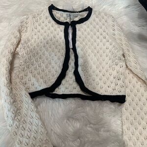 Alice + Olivia Lace Knit Cardigan with Black Trim